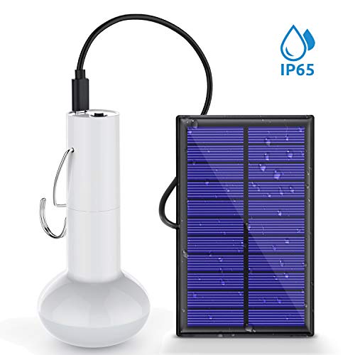 Lámparas Solares, Jirvyuk LED Luz Solar Bombilla Recargable Lámpara con 13 LEDs 120LM para Iluminación de Emergencia de Exterior e Interior Iluminación de Cobertizo en Jardín Acampada