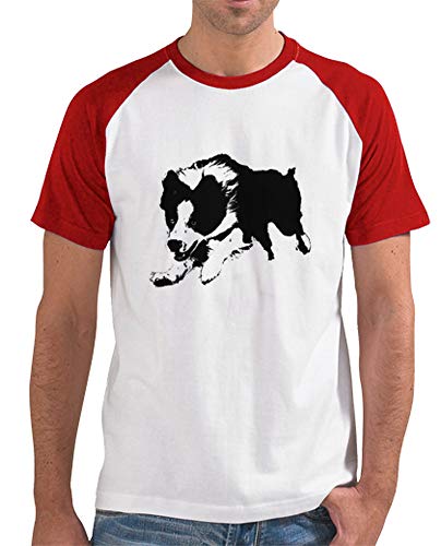 latostadora - Camiseta Jumping Border Collie para Hombre Rojo XL