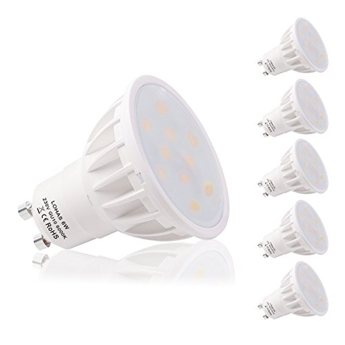 LOHAS® Bombilla LED 6W GU10, Igual a Bombilla Halógena de 50W, 6000K, Blanco Diurno,500lm, Paquete de 5 Unidades