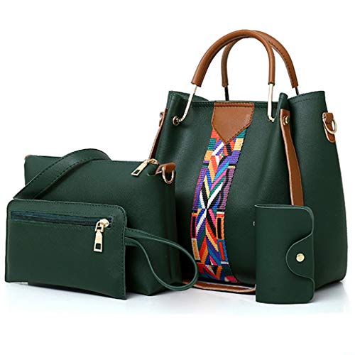 Luckycat Bolsos bandolera para Mujer 2019 Primavera y Verano Moda mano Carteras de mano y clutches monedero Shoppers y bolsos de hombro Cuero de la PU Señora de Juego de cuatro piezas