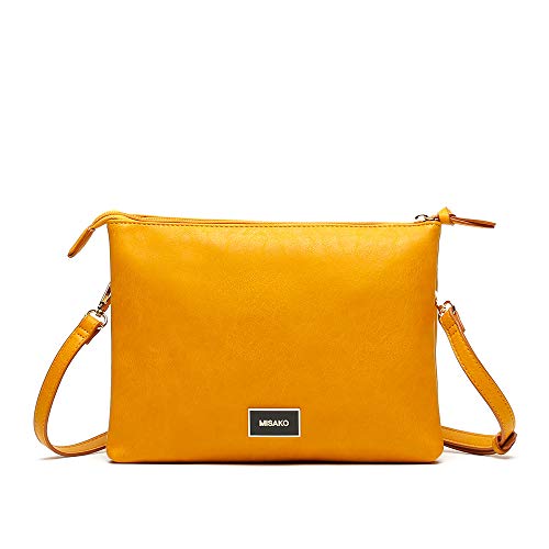 MISAKO - Bolso OLINA Bandolera Mostaza | Bandolera Amarillo Polipiel PU