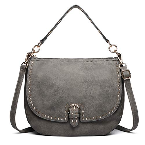 Miss Lulu Bolsos Mujer bandolera Shopper Tote Bolso PU PIEL (gris)