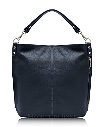 Montte Di Jinne | Piel italiana auténtica | Grande | Hombro | Bolso | Regalo lujoso para mujer, color Azul, talla Large