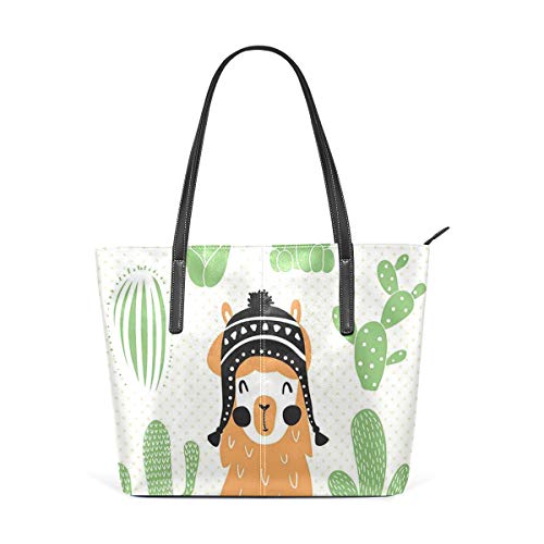 NR Moda multicolor Bolso fino Bolso de mano Bolsos de mujer Bolsos de hombro para mujer,Llama en sombrero étnico tradicional boliviano sonriente lunares cómicos