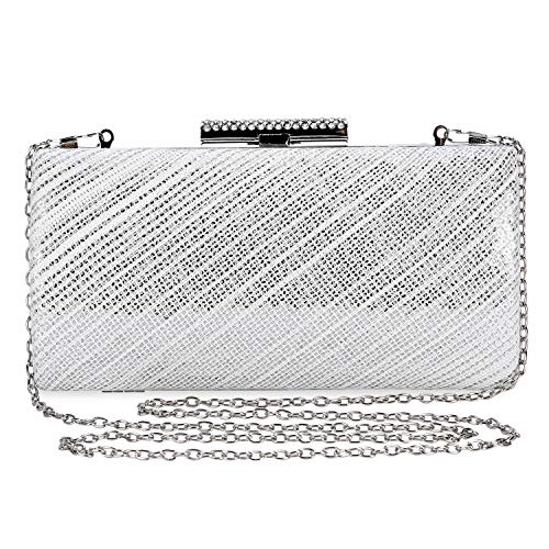 Selighting Bolsa de Noche Mujer Bolso de Mano Bolso Clutch de Embrague Monedero para Mujeres y Señoras para Boda Partido Fiesta Cumpleaños (Plata)