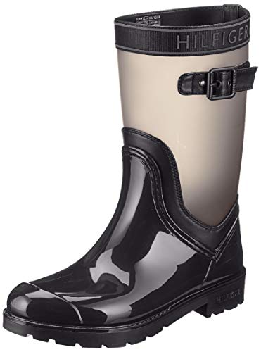 Tommy Hilfiger Translucent Detail Rain Boot, Botas Chelsea para Mujer, Negro (Black 990), 39 EU