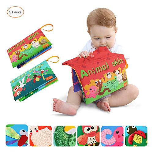 Tumama Libros Blandos para Bebé, Animales Libros de Tela para Bebes, Interactivo Aprendizaje y Educativo Juguetes Regalo para Bebes Recién Nacido Niños 2 Piezas