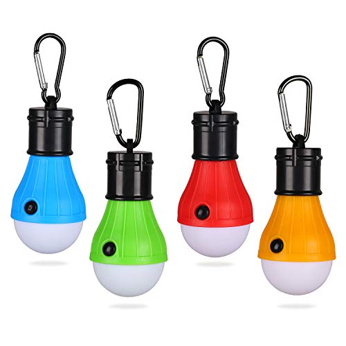 Yizhet 4 Pack Tienda de Campaña luces Farol de Camping Linterna LED Portátiles Lampara de luz Impermeable Colgando Linterna para Camping Luz de Emergencia, Pesca, Senderismo (Verde+Azul+Naranja+Rojo)