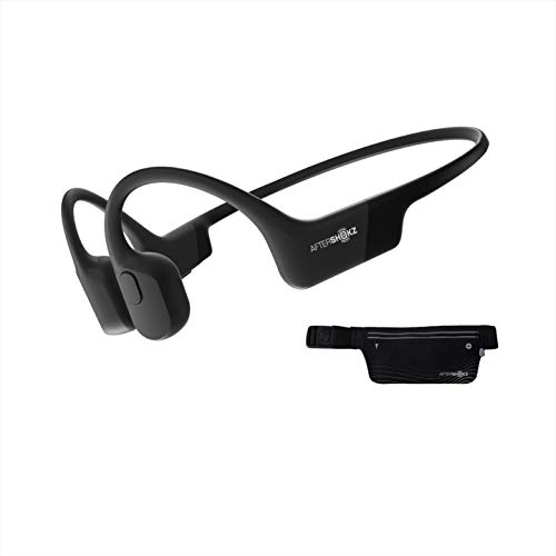 AfterShokz Aeropex, Auriculares Deportivos Inalámbricos con Bluetooth 5.0, Tecnología de Conducción Ósea, Diseño Open-Ear, Resistente al Polvo y al Agua IP67, Cosmic Black