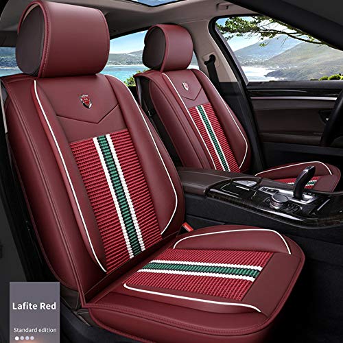 ALLYARD para Clubman，Countryman，Cabbio，Jcw 5-Asiento Asiento Coches Funda Delanteros&Traseros Asiento Coche PU Cuero Protector Cubiertas Accesorios Interior Cuatro Estaciones General Lafite Red