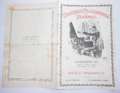 Antiguo Programa - Old Program : Concierto XV, 1951. PAOLO SPAGNOLO (pianista)