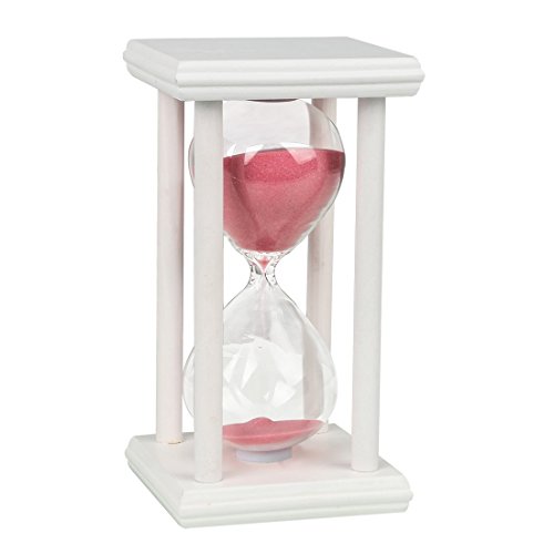 AZX Reloj de Arena, 30 Minutos de Cristal Transparente de Arena de Reloj,Temporizador Reloj de Arena de Madera Decoración (Estilo B, Rosa)