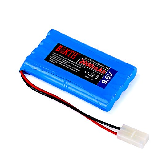 BAKTH 9.6V 2000mAh NiMH RC Paquete de Carreras de baterías para Modelos de Coches, Aviones, Robots (Juguetes), batería de Alto Rendimiento RC + Posavasos como Regalo