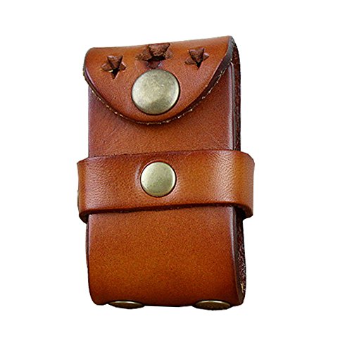 Boshiho - Funda de piel auténtica para hombre con trabilla para cinturón, Unisex adulto, BAOSHILU-LEATHER-LIGHTER POUCH-125, canela, 2.91 * 1.57 * 1.37 inch