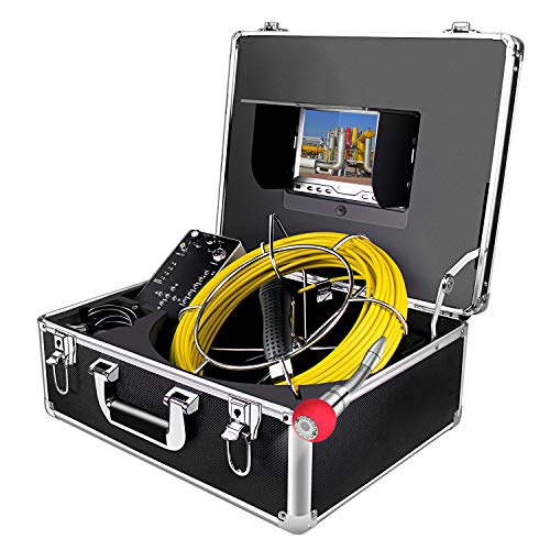 Cámara Inspección de Tuberías 30m con Función DVR Profesional para Reparador Drenaje alcantarilla endoscopio Industrial Impermeable IP68 inspección de Video con Monitor LCD de 7 Pulgadas Grabador