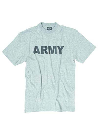 Camiseta gris china cuello redondo y mangas cortas, diseño de Army negro Miltec 11063008 Airsoft Armade, talla M