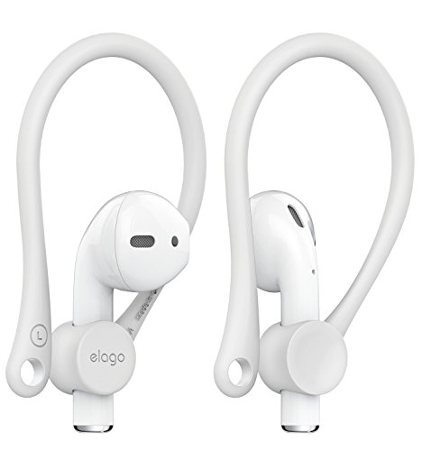 elago Gancho de Oreja Titular Compatible con Apple AirPods 1 & 2 - Diseñado para La Actividad, Agujero para Correa, TPU EarHooks (Blanco)