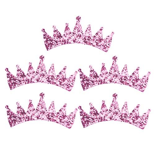 EXCEART 5 Piezas Apliques de Corona de Lentejuelas Parches de Corona de Tela Broches de Pelo a Presión Broches Laterales de Cabello Lindo Decoración Artesanal de Bricolaje para Bebés Y Niños (Rosa)