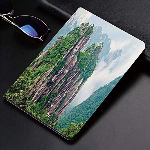 Funda para iPad (9,7 Pulgadas, 2018/2017 Modelo, 6ª / 5ª generación), Decoración del apartamento, sagradas montañas majestuosas delgadas Rocas en ,Slim PU Protectora Carcasa con con Auto-Sueño/Estela