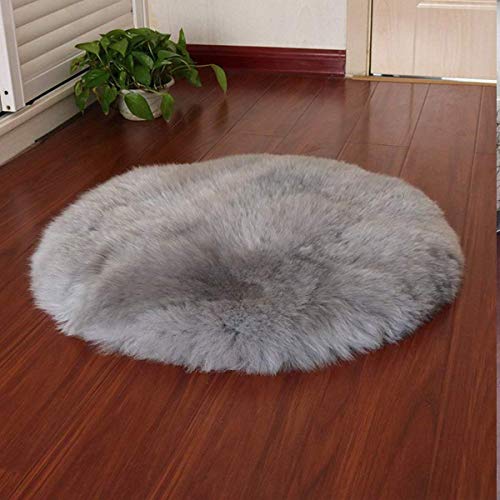 HEQUN Oveja de Piel sintética Felpudo Alfombra Antideslizante Lujosa Suave Lana Artificial Alfombra para salón Dormitorio baño sofá Silla cojín(Gris, 45 X 45 CM)