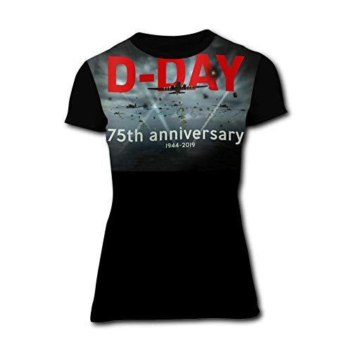 JYFDC-22 Camiseta de Manga Corta clásica con impresión 3D para Mujer, 75 Aniversario Negro Negro (L