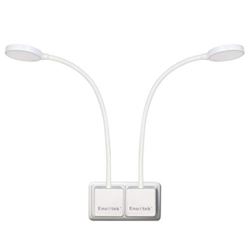 Luces Flexo Apliques de Lectura Pared LED Regulable Blanca con Enchufe Interruptor Tactil 4W 350Lm Luz Fria 5000K para Enchufe Europeo Sin Función de Control Remoto Lot de 2 de Enuotek