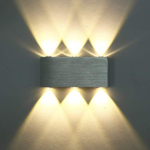 Maxmer Apliques de Pared 6 LED 6W Lámpara de Pared Interior Luz Moderno Para Dormitorio Escalera Corredor Blanco Cálido