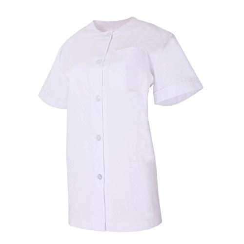 MISEMIYA - Casaca SEÑORA con BOTÓN Cuello Redondo Uniforme Laboral CLINICA Hospital Limpieza Veterinaria SANIDAD HOSTELERÍA- Ref.831 - XL, Blanco