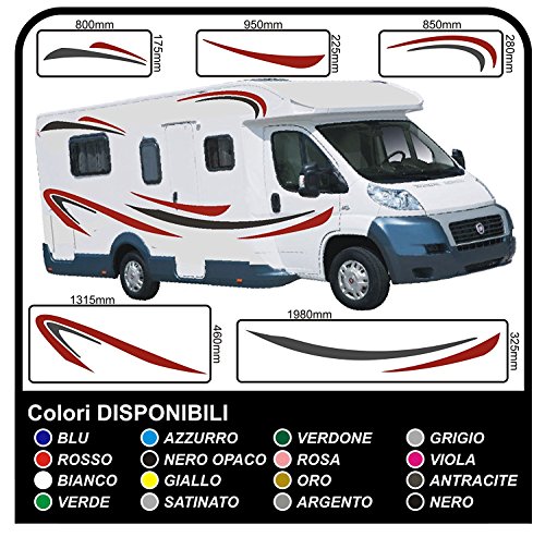 Pegatinas Camper-kit completo-vinilo pegatinas para gráficos calcomanías caravana x 18 pegatinas kit completo con pegatinas para autocaravanas gráficos 04 (COLORES COMO EN FOTOS)