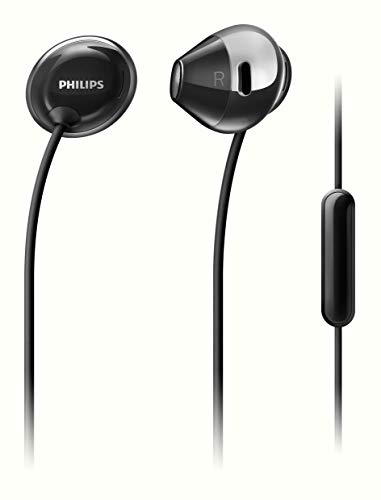 Philips Flite SHE4205BK - Auriculares de botón (micrófono, Acabado metálico, Ultraligero, ergonómico), Color Negro