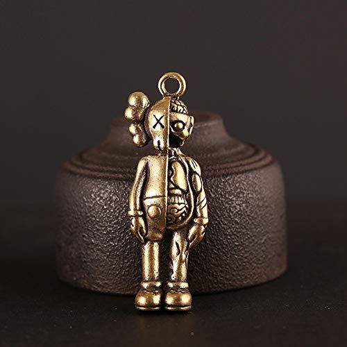 QWERTOUR Sólido muñeca Llavero latón Antiguo Tide Marca Robot Colgante Pequeño Colgante Cobre Escultura Inicio del Escritorio de Oficina Ornamento Decorativo de Juguete de Regalo de la Mano