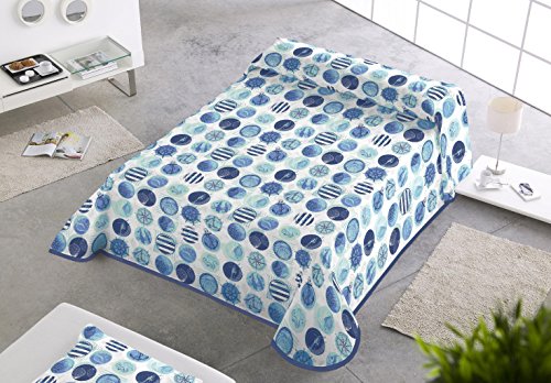 SABANALIA - Colcha Estampada Marina (Disponible en Varios tamaños) - Cama 135-230 x 280