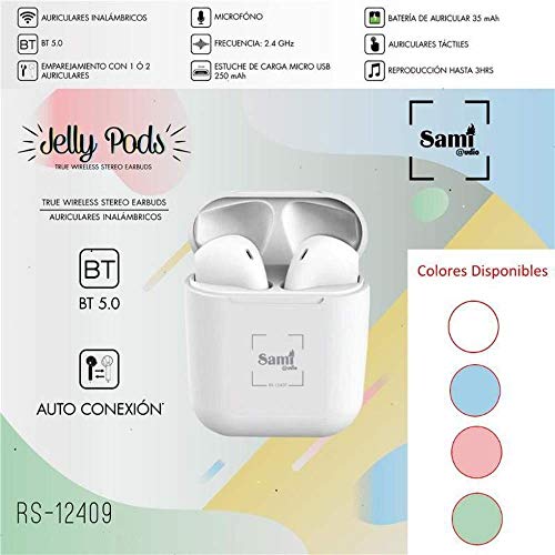 Sami - AURICULARES Bluetooth Sami Jelly PODS TWS Blanco