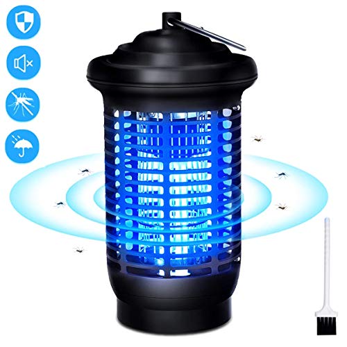 VOKSUN Lámpara Anti Mosquitos, 15W UV Electrico Mata Mosquitos 360° Repelente Zapper de Mosquitos con IPX4 Impermeable, 2000V Trampas para Insectos Mosquito Killer Interior y Exterior