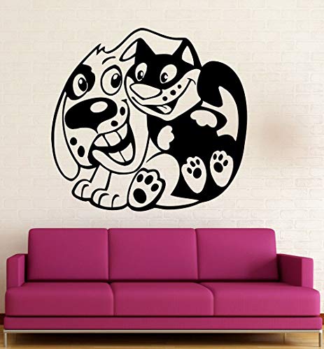 yaofale Pegatinas de Pared calcomanías de Vinilo Perros Gatos para niños Amistad habitación del bebé Frente decoración del hogar Mural Mascotas Aseo salón Pegatinas