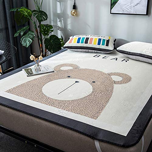 YONG FEI Carbonizado de bambú Estera for Dormir, Esterilla Traje de Verano Doble Plegable de Seda de Dibujos Animados de Hielo Blando (21 Modelos) Colchoneta de Verano (Color : H, Size : 1.8x2m)