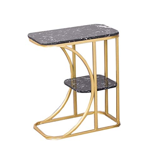 ZWD - Mesa de café de hierro forjado doble, textura de mármol resistente al desgaste, mesa de café, tienda de hotel, cafetería, decoración de flores, metal, C, 30*60*50CM