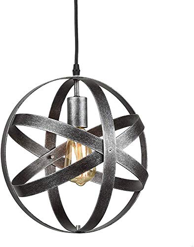 ZXCC Lámpara Vieja Industrial Retro Pantalla del Hierro de 3 Anillos Mesa Redonda Isla de Cocina de diseño lámpara de salón del ático Dormitorio Pasillo Pasillo Escalera de araña,Noir