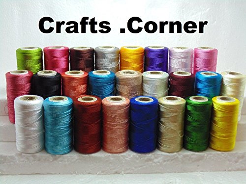 25 bobinas de hilo de bordar de seda grande brillante, 25 colores diferentes