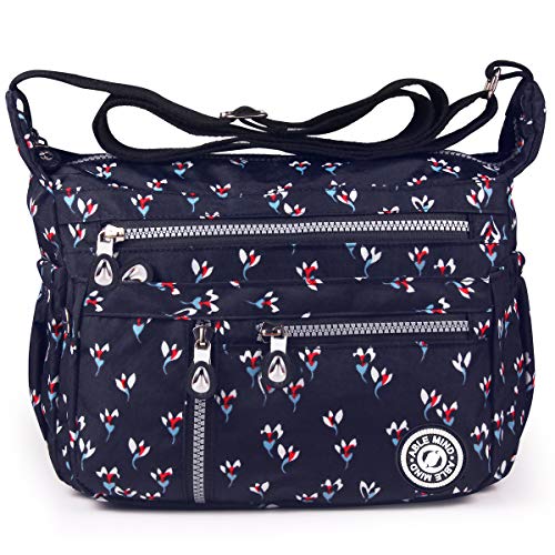 ABLE - Bolso cruzados de Sintético para mujer Negro 4-negro-floral (personalizado) 11.8"（L）*3.2"（W）*8.7"（H）