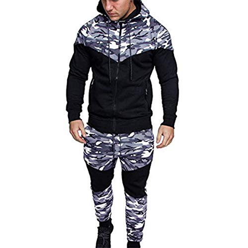 Adelina Hombres Camuflaje Jersey Hombres Otoño Invierno Camuflaje Sudadera Top Pantalones Conjuntos Moda Completi Traje Deportivo Chándal Encanto Encapuchado Blusa Elástica