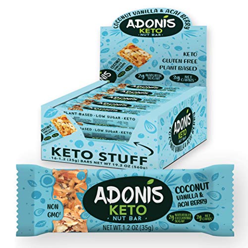 Adonis Low Sugar Nut Bar - Barritas de Coco Crujiente Sabor a Vainillia | 100% Natural, Baja en Carbohidratos, Sin Gluten, Vegano, Paleo, Keto (5)