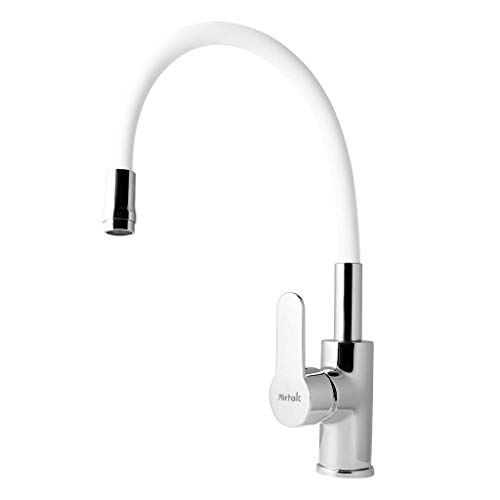 Aqualy F-19 Grifo de Cocina Flexible, Monomando Fregadero Caño Alto Blanco