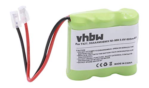 BATERÍA NI-MH 600mAh 3.6V Compatible con BINATONE, Commodore, PANASONIC etc. sustituye T427, 30AAAM3BMX