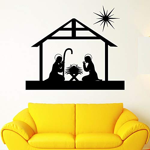 BFMBCH Religioso Cristiano Navidad Arte Pegatinas de pared Mural Vinilo Apliques Decoración del hogar Sala de estar Dormitorio Decorativo Pegatinas de pared A3 42x48cm