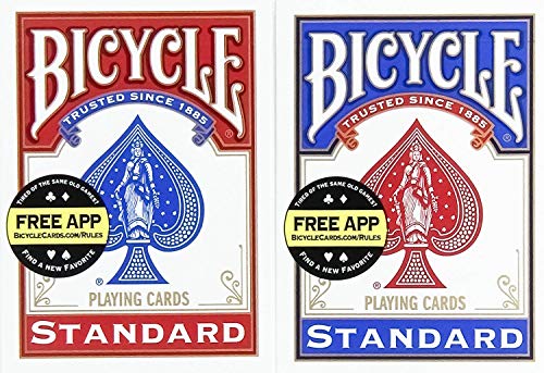 Bicycle Poker - Baraja de cartas, tamaño estándar, colores surtidos: rojo/azul