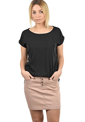 BlendShe Amarena Blusa De Manga Corta Veraniega para Mujer, tamaño:L, Color:Black Solid (20101)