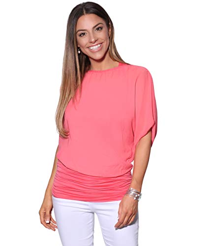 Blusas Camisas Mujer Elegante Grande Top Bonita Fiesta Transparente Juvenil Tallas Grandes Fiesta Moda, (Coral (3559), 36 EU (08 UK)), 3559-COR-08