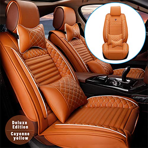 DBL Juego completo de fundas de asiento de coche, de piel, apto para B MW 6 Series F12 F13 F06 640i 650i 630i, 5 plazas, fundas de asiento de coche, resistentes al agua, color naranja