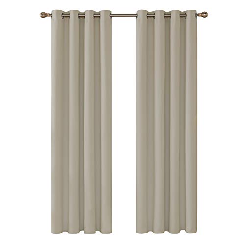 Deconovo Cortina Opaca de Salón Térmica Aislante y Ruido para Ventanas con Ojales 2 Piezas 135 x 240 cm Beige Oscuro